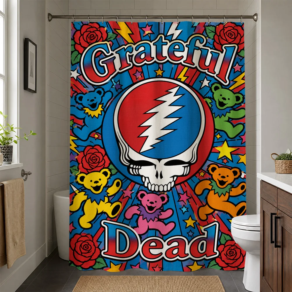 Waterproof Grateful Dead Shower Curtain Pop Art Novelty Liner Decorative Bathroom Accessories for Modern Unique Home Decor