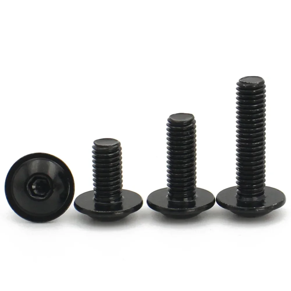 20/10/5 stuks Zwart 304 Roestvrij Staal M4 M5 M6 M8 M10 Hex Hexagon Socket ronde Knop Flens Hoofd Met Ring Kraag Schroef Bolt