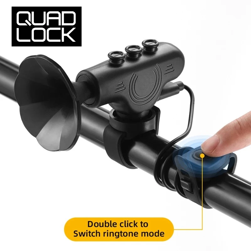 

QUAD LOCK Bike Electronic Loud Horn 130 db Warning Safety Electric Bell Police Siren Bicycle Handlebar Alarm Ring Bell