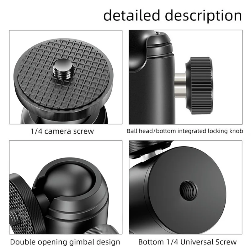 AS95-K-18 1/4 Thread Mini Tripod Ball Head Used For Camera Extension Bracket Flash Mobile Phone Selfie Stick