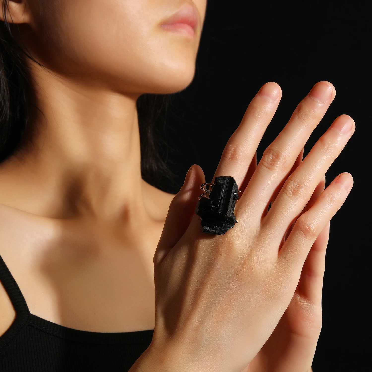 Natürlicher Azurit-Malachit-Geode-Fingerring, verstellbar, vergoldet, versilbert, Ring im Bohemian-Stil, Unisex-Accessoire – Detail 8