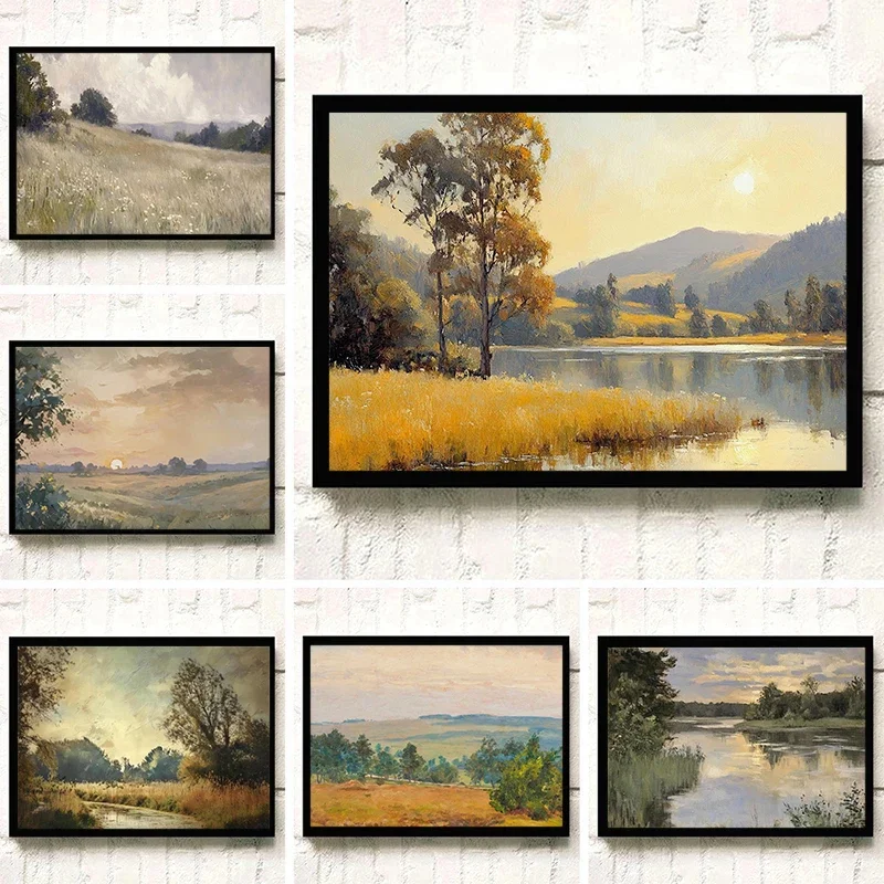 Friedliche Jinhu Ländliche Wildnis Naturlandschaft Kunstposter Leinwandgemälde Ölgemälde Heimwanddekoration