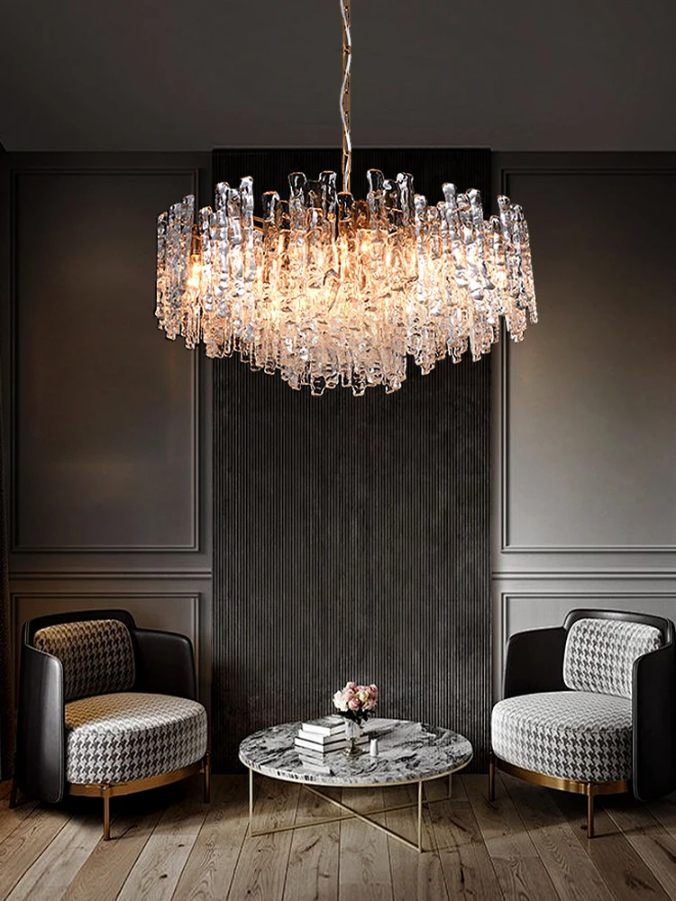 Ice Melting Chandeliers Led Glass Lighting Fixture Italy Designer Modern Hanging Lamp For Ceiling Dining Room Decor Lustre Hall