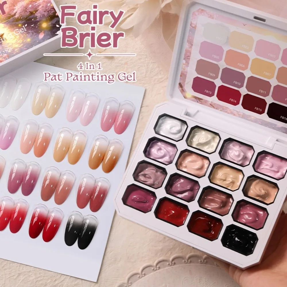 Mini 4IN1 Pat Ombre Gel Nail Polish 16-color French Nail Manicure Easy Gradient Painting Gel Varnishes Solid Paint Art Gel Girls