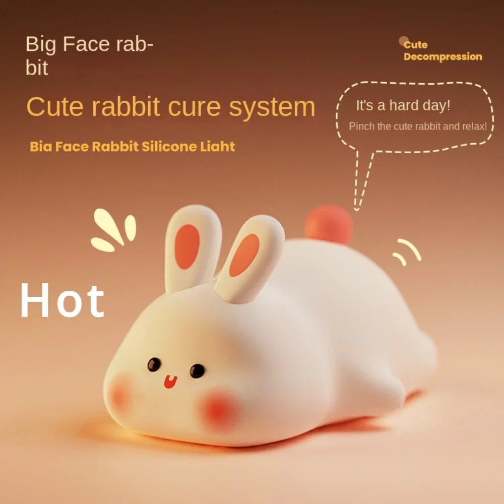 

3-level Led Lights. Light Silicone Lamp Cute Rechargeable Rabbit Night Nursing USB Dimmable Decorative Bedside Timed Indoor