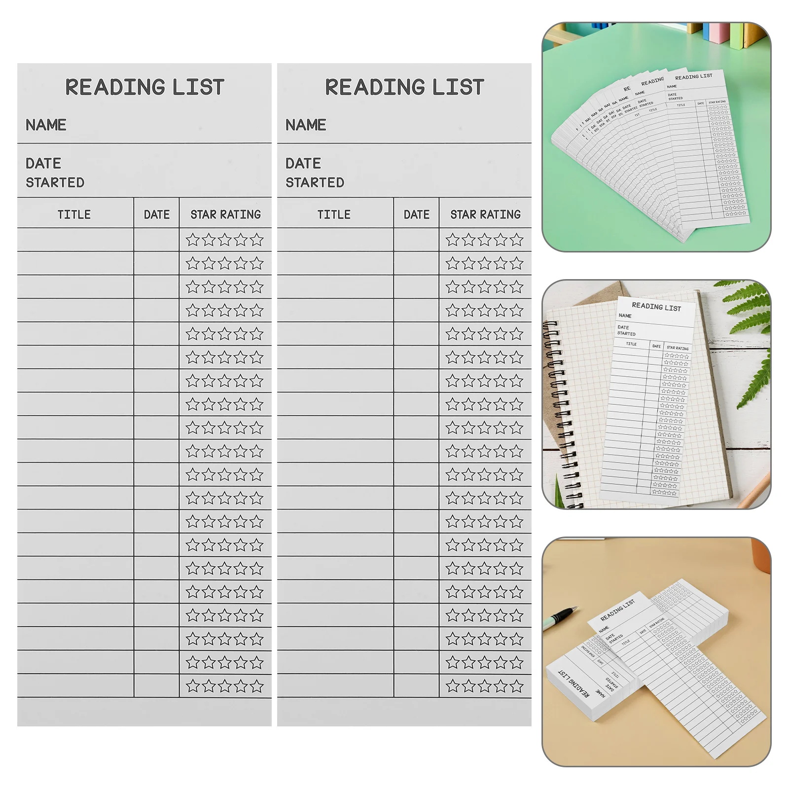 

50Pcs Reading List Bookmarks Blank Library Card Paper Tracker for Students Teachers Literary Back-to-School Supplies No Hole