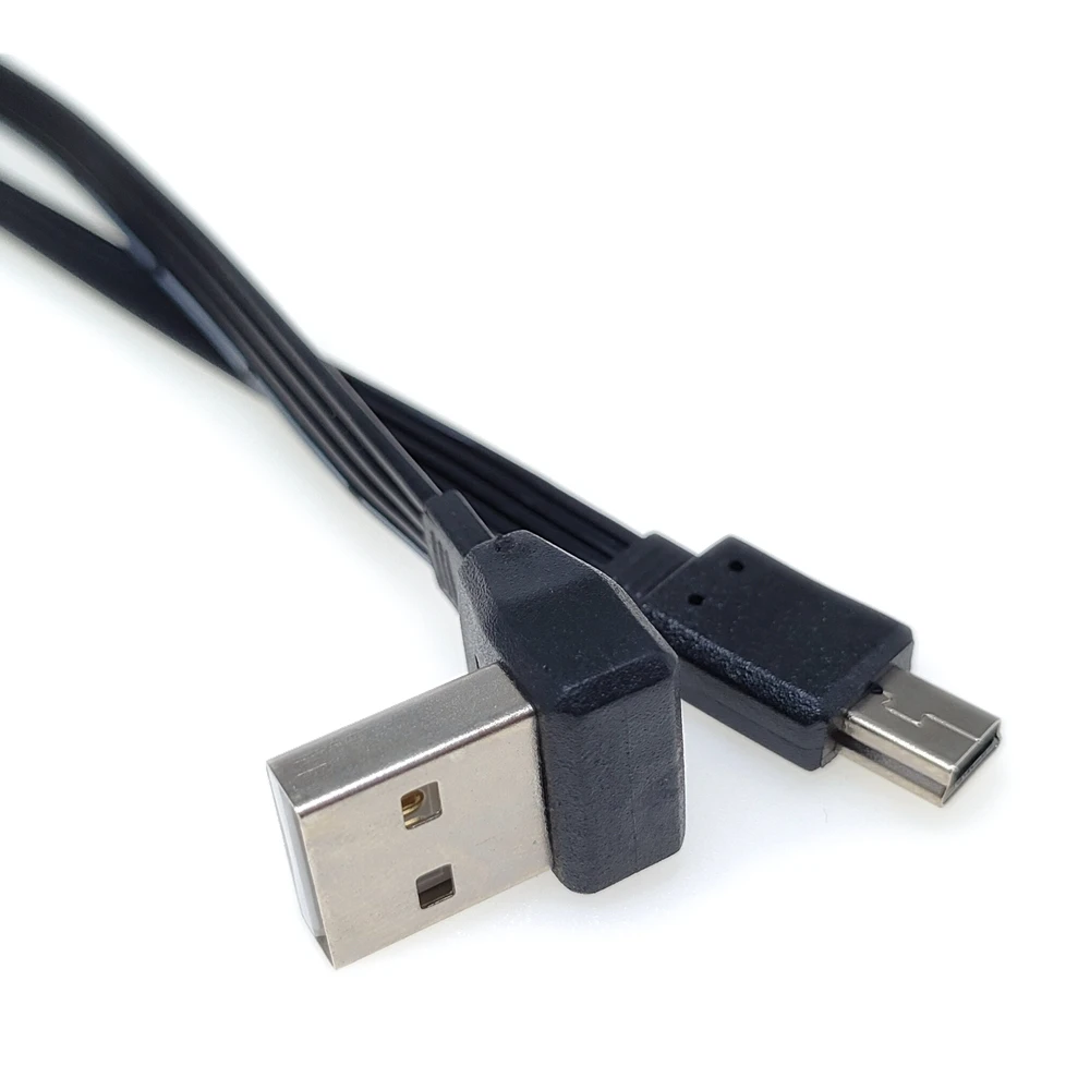 Плоский мини-USB-кабель под прямым углом 90 штекер-папа USB-кабель для синхронизации данных и зарядки 0,1 м 0,2 м 0,3 м 0,5 м 1 м