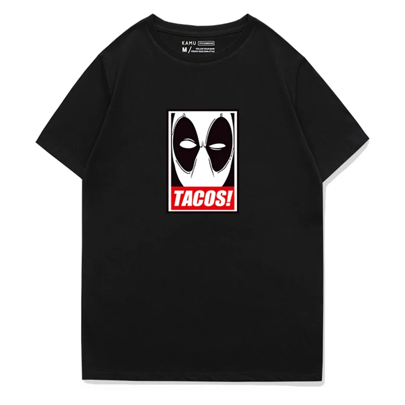 

Autumn Men's Avengers 4 Spider-Man Deadpool Marvel co-branded T-shirt Short sleeve funny cartoon cotton loose t shirt