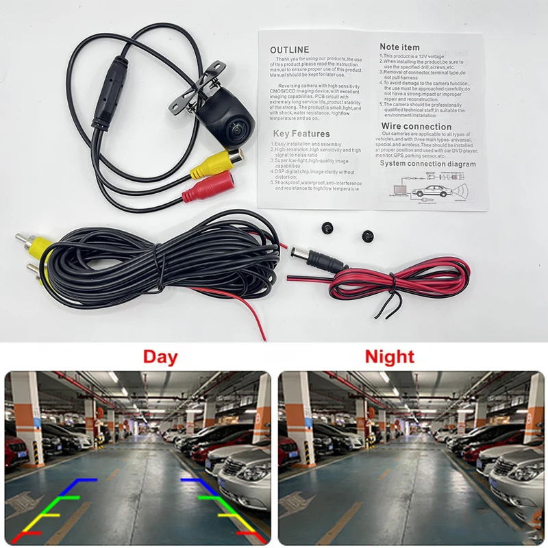 JISUIDA Car Rearview Car Reversing Image HD Night Vision Infrared Navigation CCD Starlight Truck Rear Camera