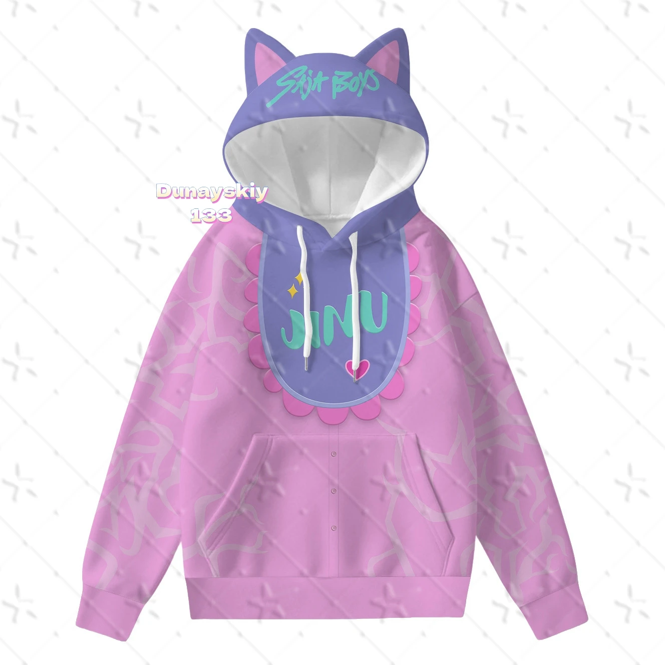 جينو ساجا شيطان الصيادين أنيمي تأثيري حلي الوردي شعر مستعار الكرتون طاقم الرقبة هوديي القمم أغطية الرأس هالوين كرنفال الدعاوى الحفلات