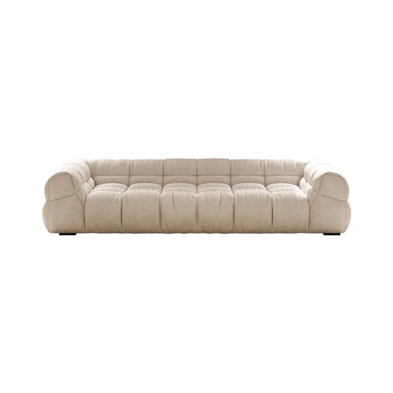 

Cream style sofa living room modern light luxury small apartment straight row French simple fabric three people ins