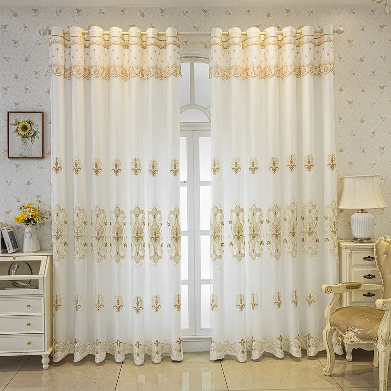 Luxury Simple European Embroidery Double-layer Yarn Is Light-transmitting and Impermeable To People Custom Size Elegant Decor