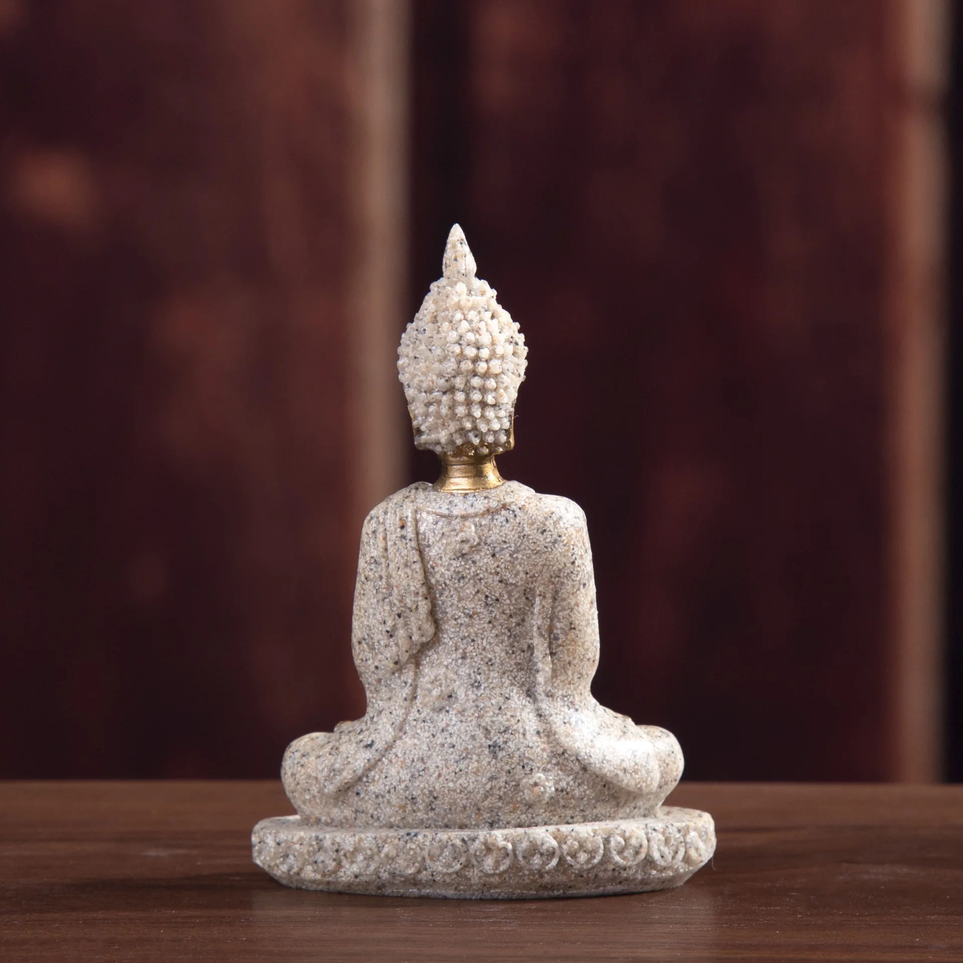 Sandstone Buddha Statue Sitting Meditation Buddha Sculpture Meditation Home Office Desk Decoration