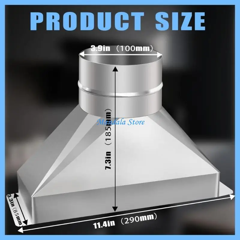 U2JC قناة انتقال عادم الميكروويف 3.25x10 إلى 4 بوصة موصل فولاذي مجلفن مستدير مع شريط التثبيت والقفازات #6