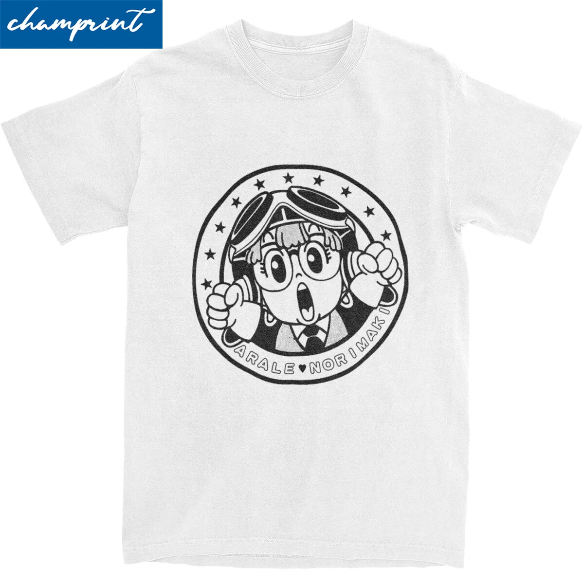 Harajuku Arale Norimaki Anime T-Shirt Men's Crewneck Short Sleeve Clothes Dr Slump 100%Cotton TopsTops