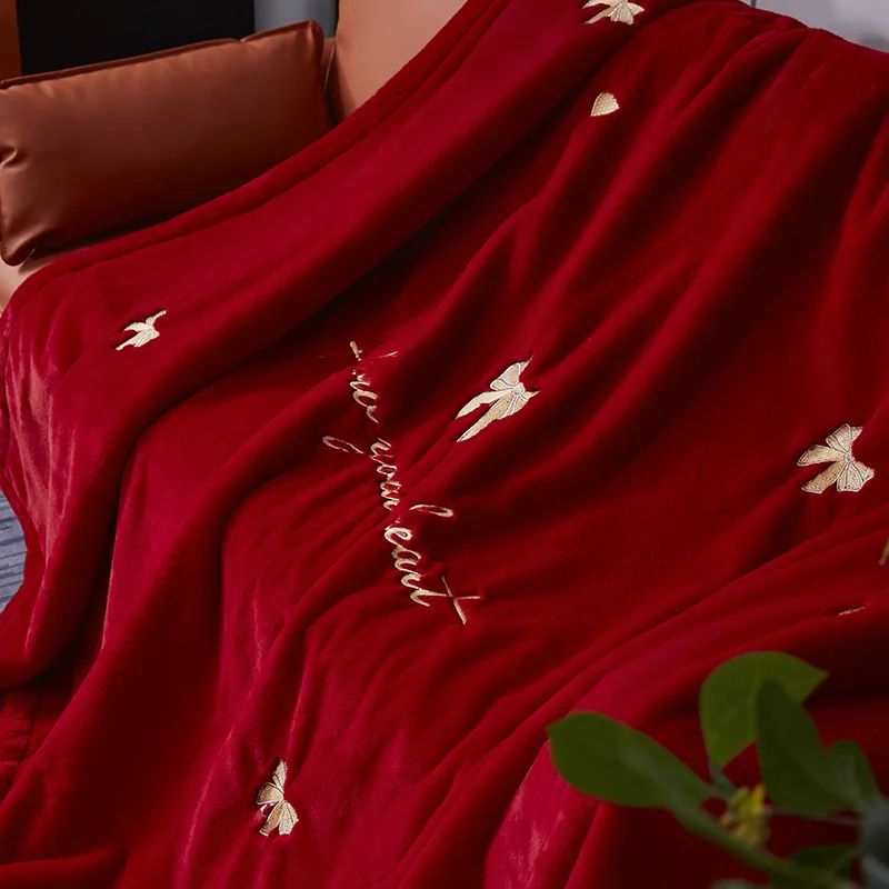 

Rabbit plush wedding dowry gift blanket quilt thickened winter double layer