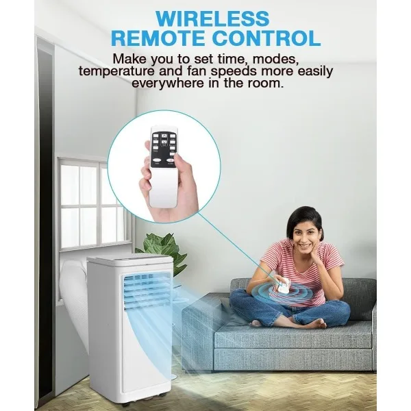 Condicionador de ar portátil Joy Pebble, CA portátil 3 em 1 com desumidificador e ventilador, 8000 BTU, resfriamento para sala, até 350 pés