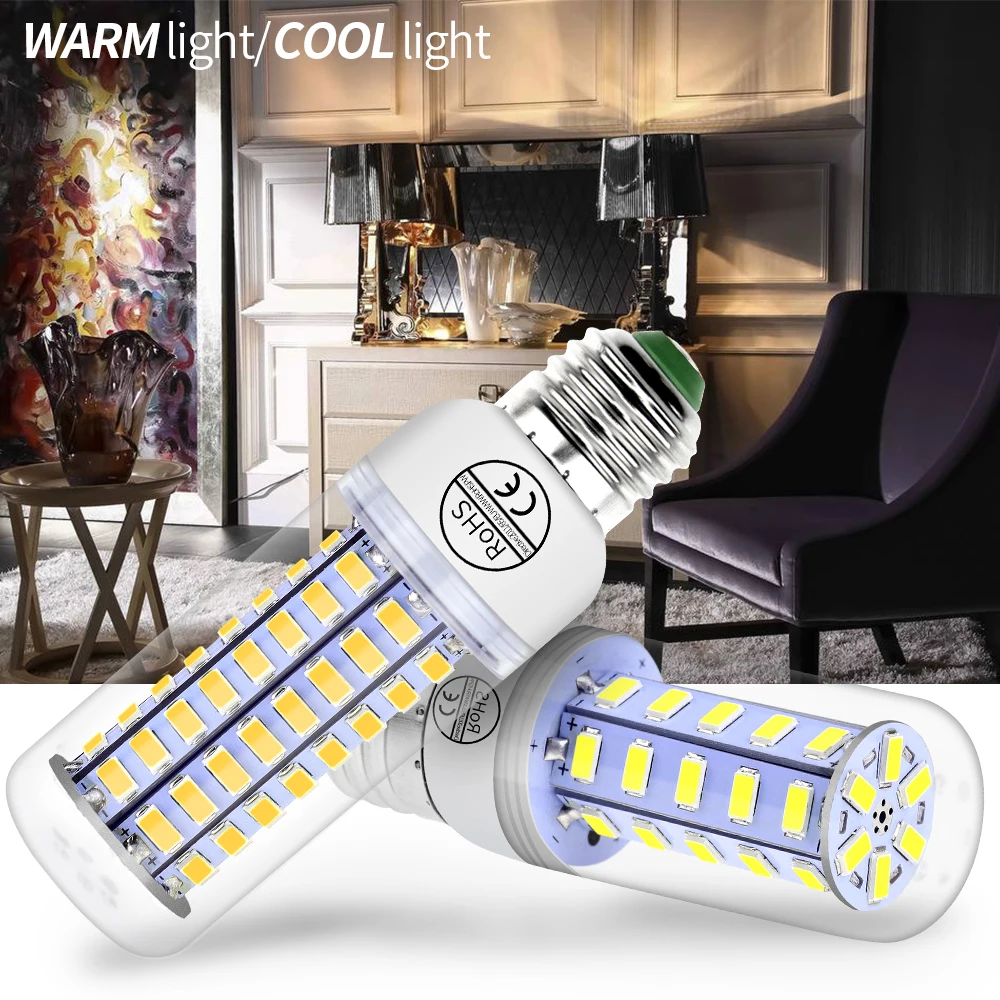 Ampoule LED E27 épis de maïs, lampe E14, GU10, B22, G9, pour lustre de maison, 3W 5W 7W 9W 12W 15W, 220V, 240V