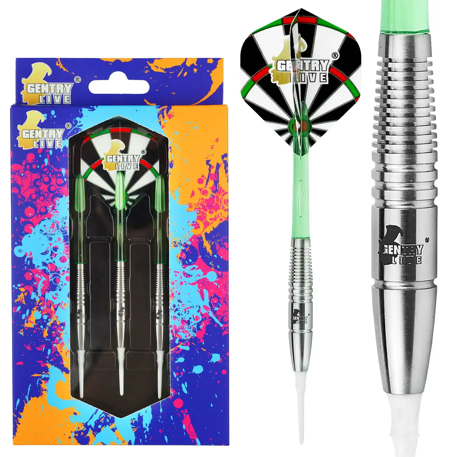

Gentry Live 19g 3 Pcs/Set 80% Tungsten Darts for Young Dart Players Drop Resistant