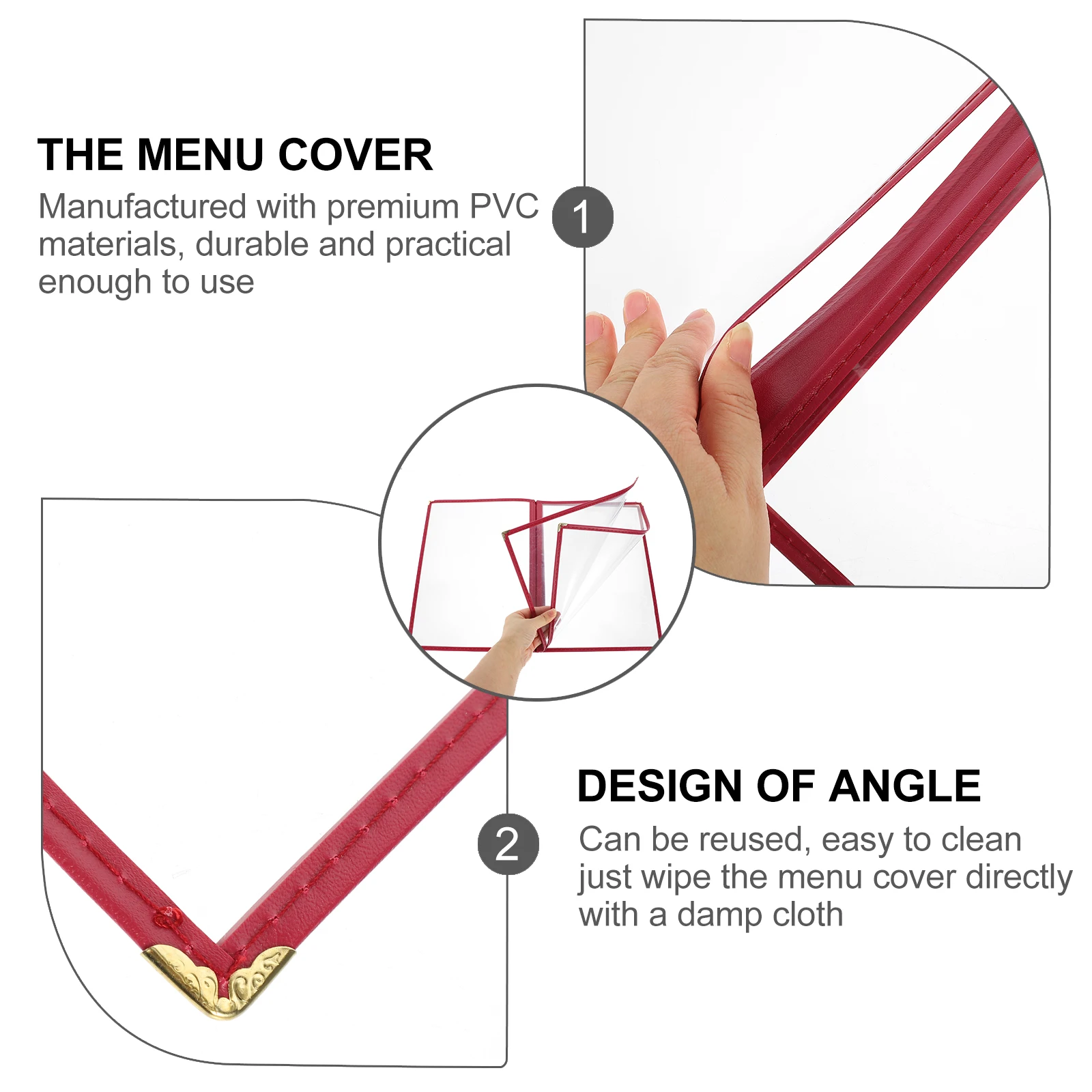 

Premium PVC Restaurant Menu Covers Transparent Recipe Book Holders Oil Water Resistant Reusable Business Card for Hotel