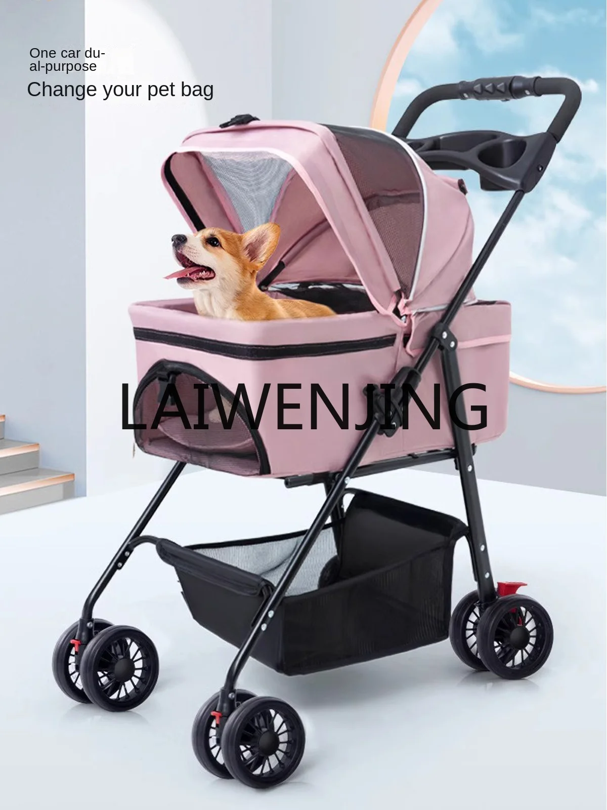 Pet Stroller Dog Walking Cat Teddy out Small and Medium Size Portable Foldable