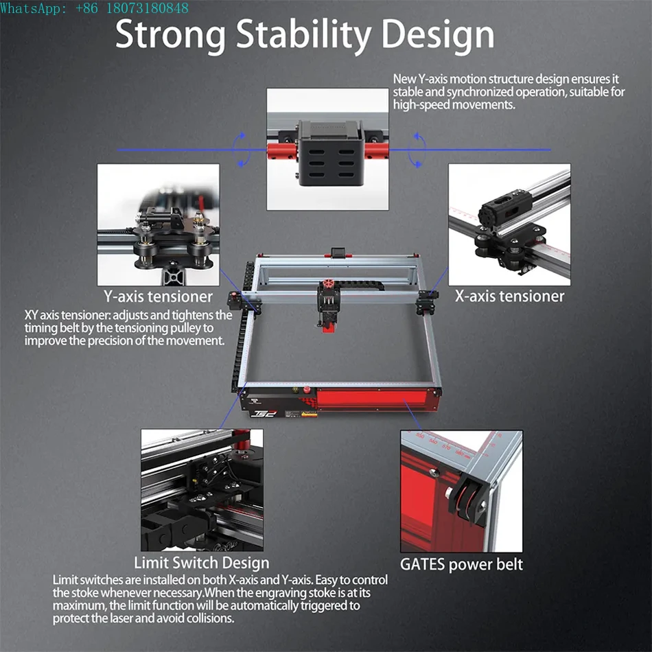 TWOTREES TS2 10W Lager Size 450*450mm Work Area Air Assist Desktop Home Use portable metal laser engraving machine