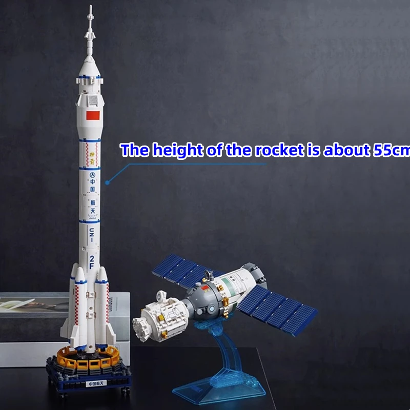 keeppley Long March 2F launch vehicle building blocks manned space  mission series Shenzhou Spaceship model birthday gift