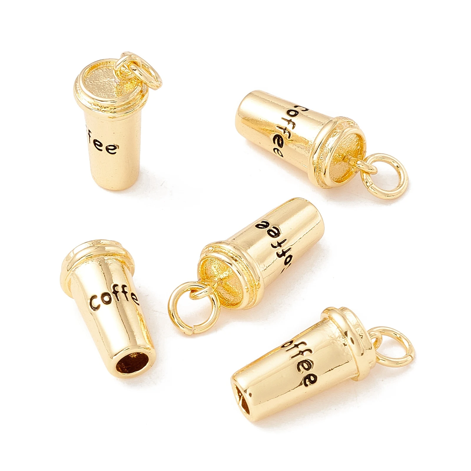 

1 Set 3D Coffee Cup Charms Brass Drink Bottle Pendants 18K Golden Plated for Necklace Key Chain DIY Jewelry Making Findings