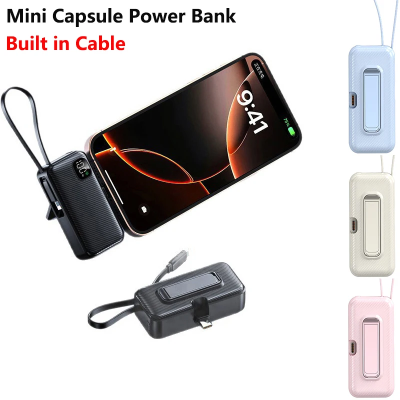

Mini Capsule Power Bank 5000mAh Type C 22.5W Fast Charging for iPhone 17 Xiaomi Samsung Huawei Portable External Battery Charger