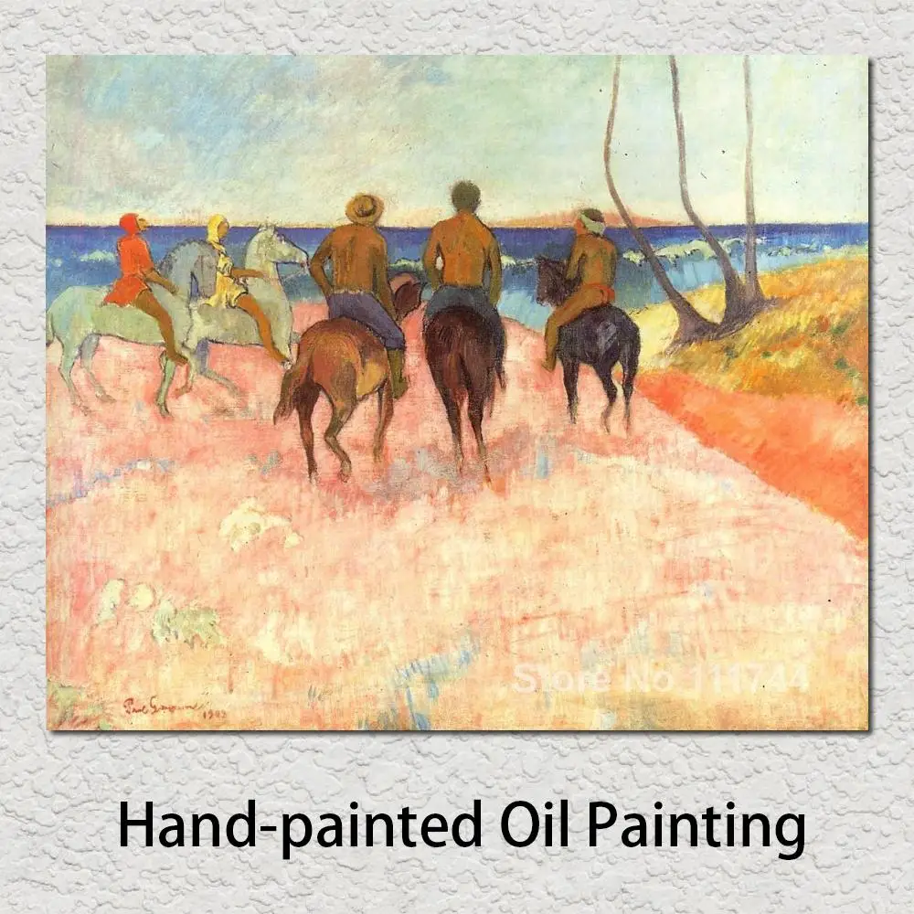 Landscape Painting Riders on The Beach Paul Gauguin Art Oil on Canvas Handmade High Quality