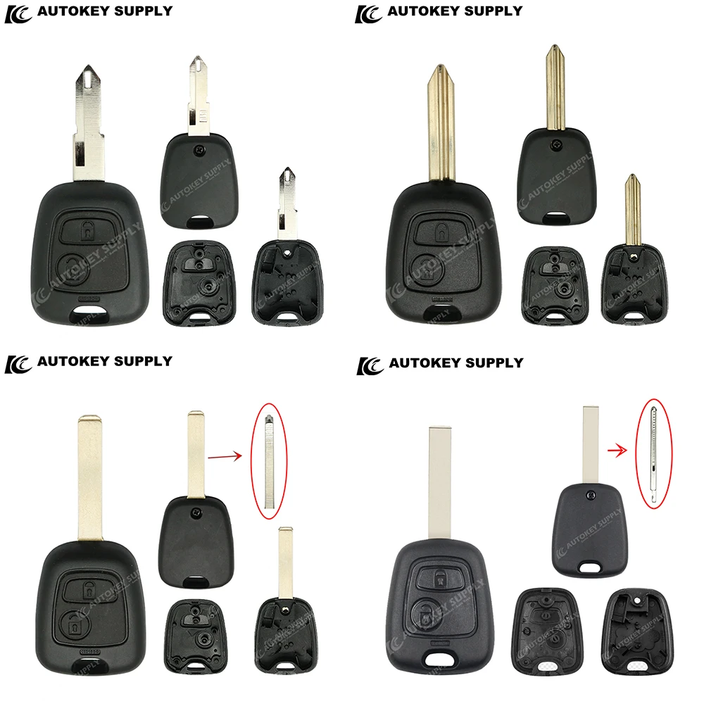 AutokeySupply For 2 Buttons Remote Key (C2 C3 C5 Xsara Fob Case) Shell Only