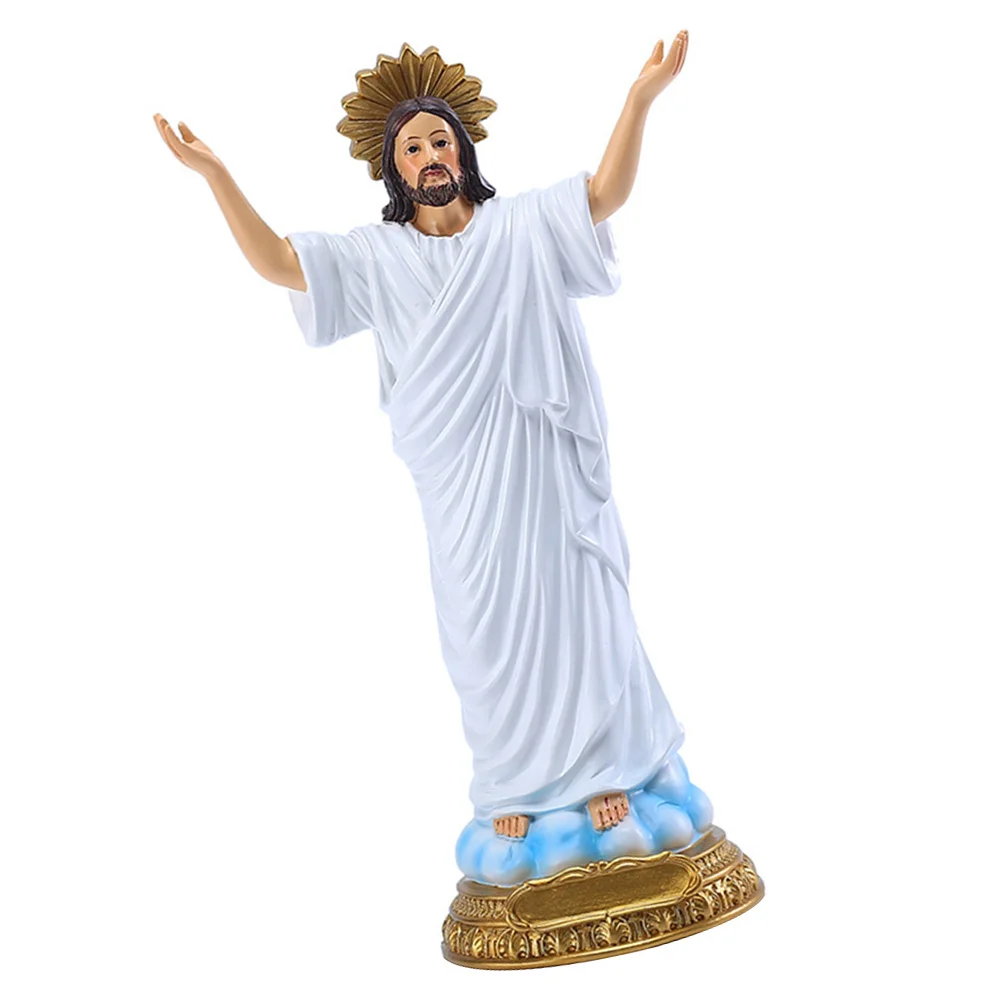 

Jesus Rebirth Ornament Adornment Retro Style Resin Craft for Holiday Gift Home Decor Desktop Scene Layout Decoration