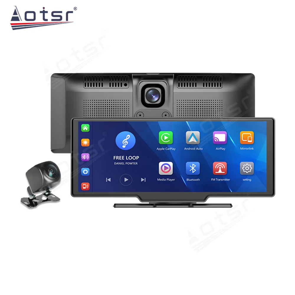 DVR 10.26 pollici Per Auto Universale 4K Dash Cam Wireless Carplay e Android Auto GPS Navigazione Videoregistratore Cruscotto Auto DVR
