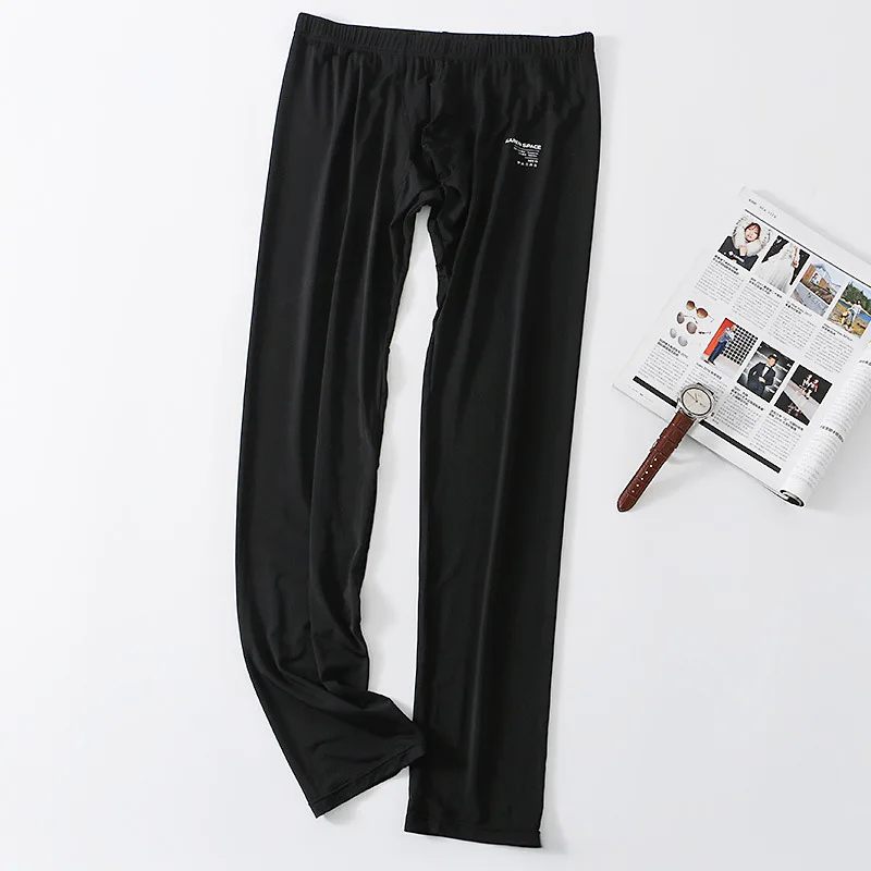 Men's Ice Silk Long Johns Silky Slippery High Elastic Pants Ultra-Thin Quick-Drying Elastic Leggings Thin Soft Thermo Underwear
