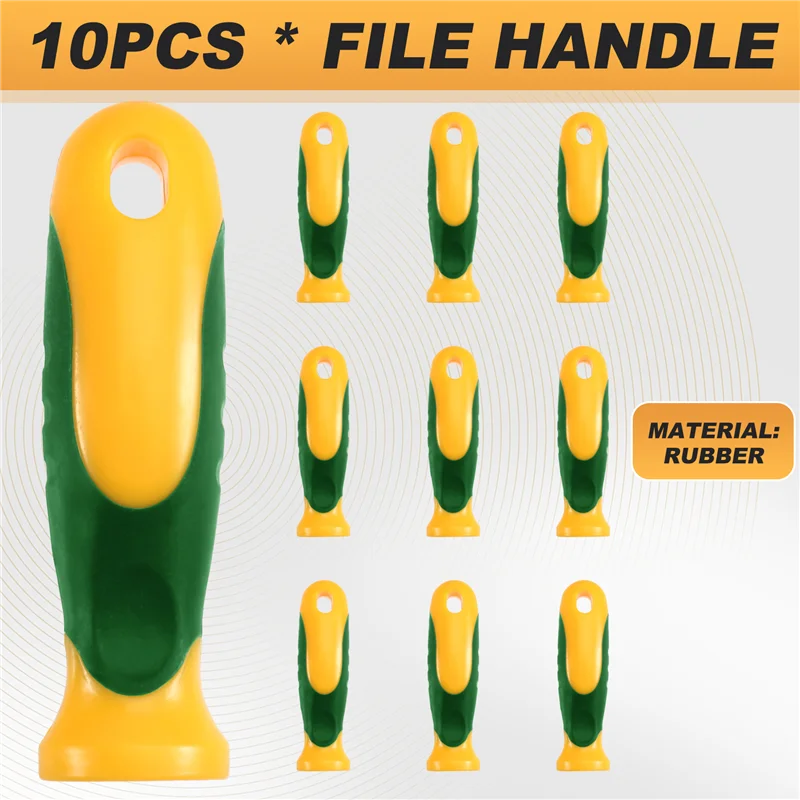 AAAN-10Pcs Rubber File Handle Rectangular Hole Ergonomic Handles For 4Inch Flat And Half Round Metal File