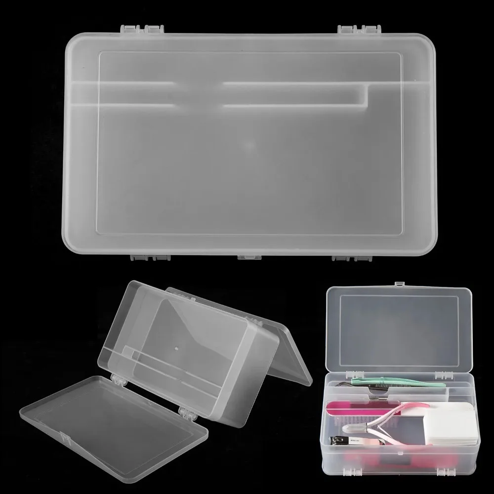 Dual-Open 2-Tier Super Capacity Pp Storage Box for Nail Tools Gel Polish Empty Nail Art Organizer Brush File Manicure Container view 4