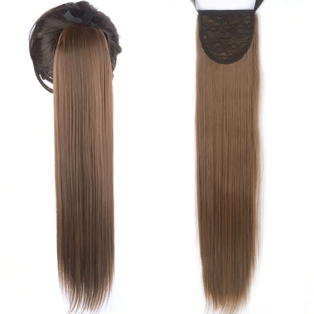 Zolin Ponytails Ribbon Drawstring Long Straight Synthetic Ponytail Extension Natural Looking Easy to Wear for Women Daily Use