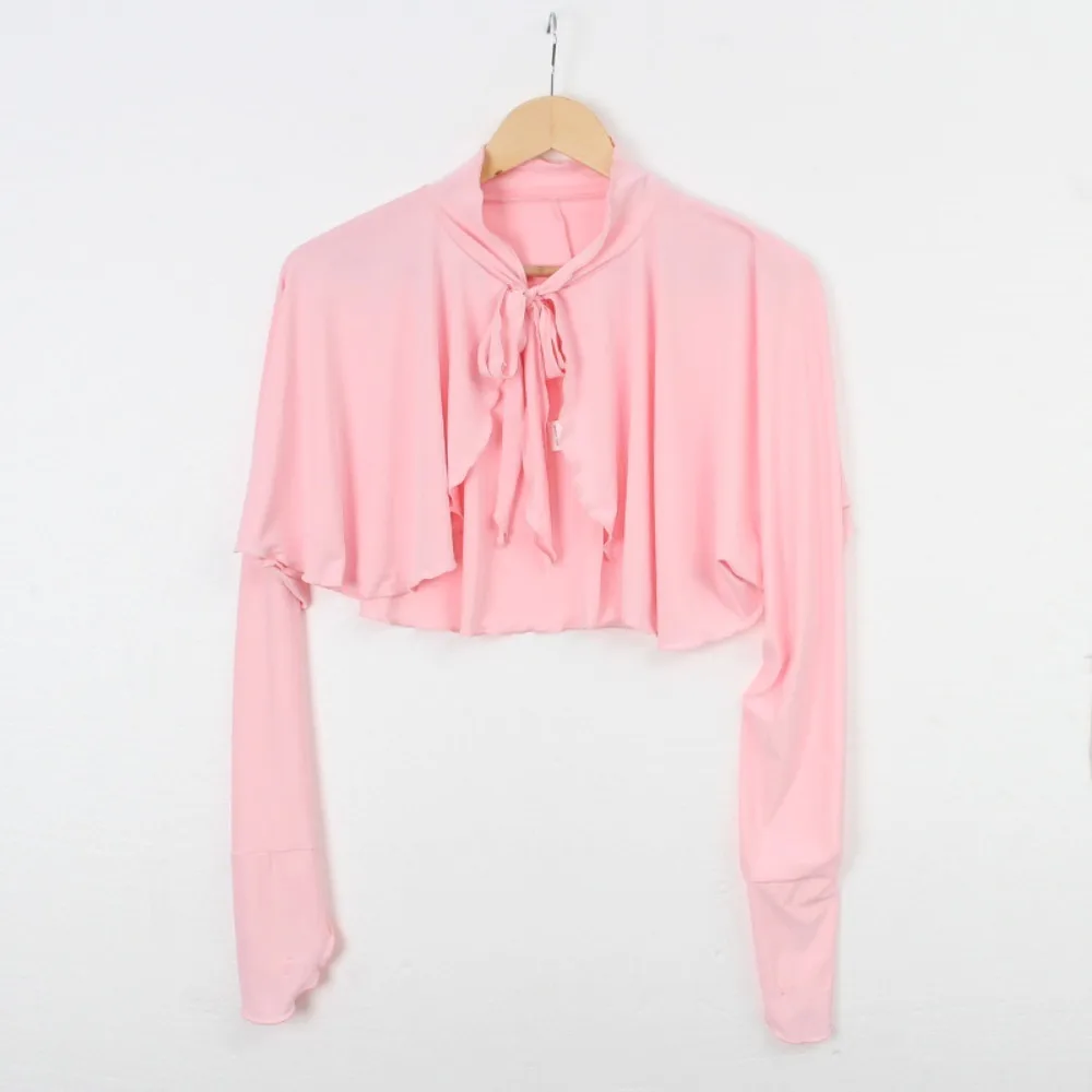 

Casual Ultra-thin Long Sleeve Crop Top Quick-Drying Solid Color Sunscreen Sleeves Short Blouse Arm Covers Ice Silk Shawl Outdoor