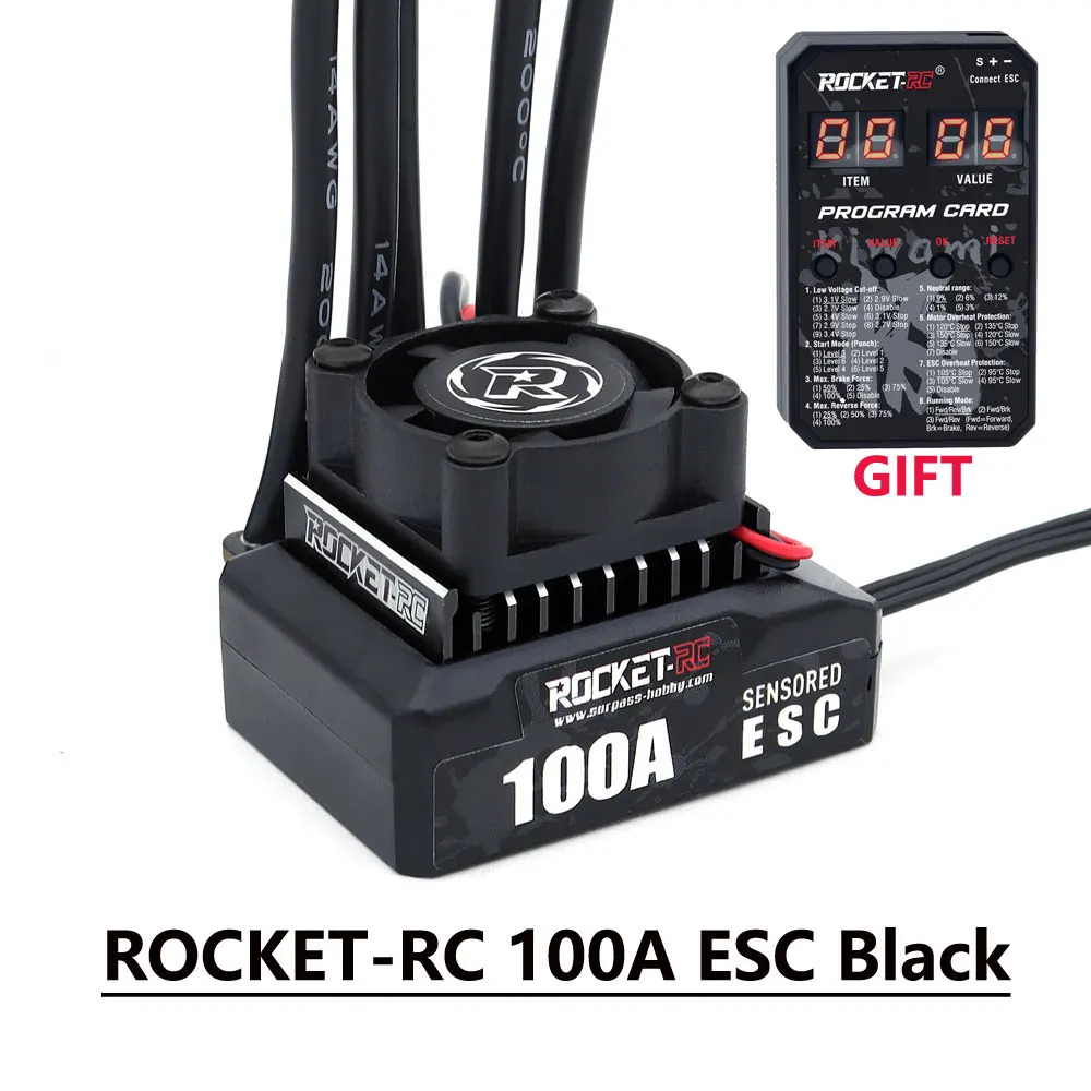 ROCKET-RC 100A ESC Sensored Brushless Electric Speed Controller 2-3S for 1/10 RC Drift Car 380/390/540 Sensored Brushless Motor image 3