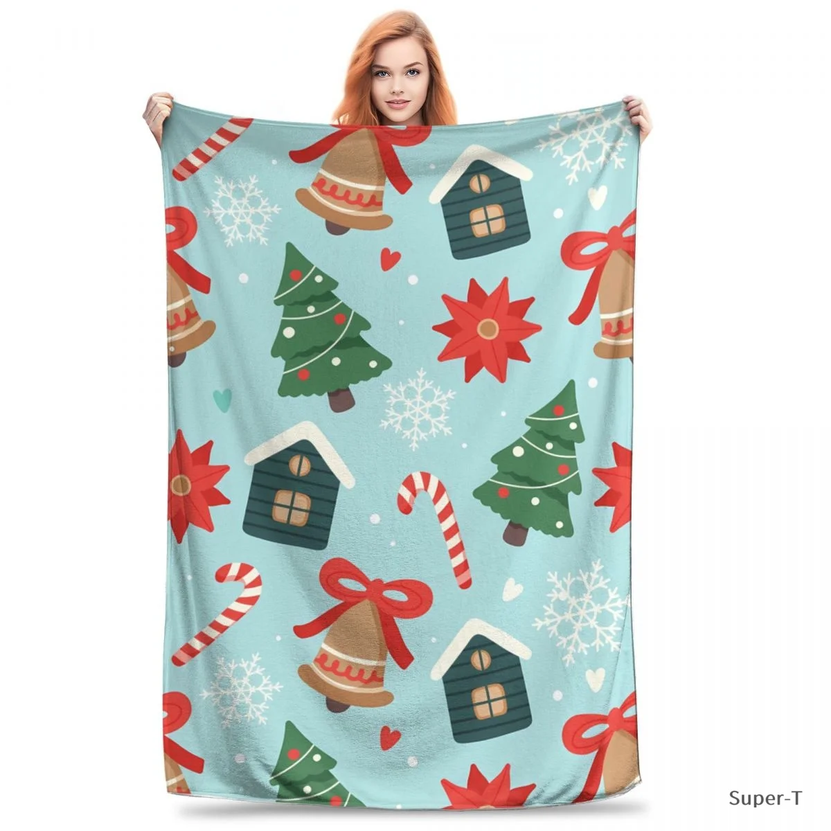 

Christmas Pattern Cute Seasonal Elements Premium Flannel Blanket Soft Warm Throw Blankets For Chair Sofa Bed Travel Tapestry