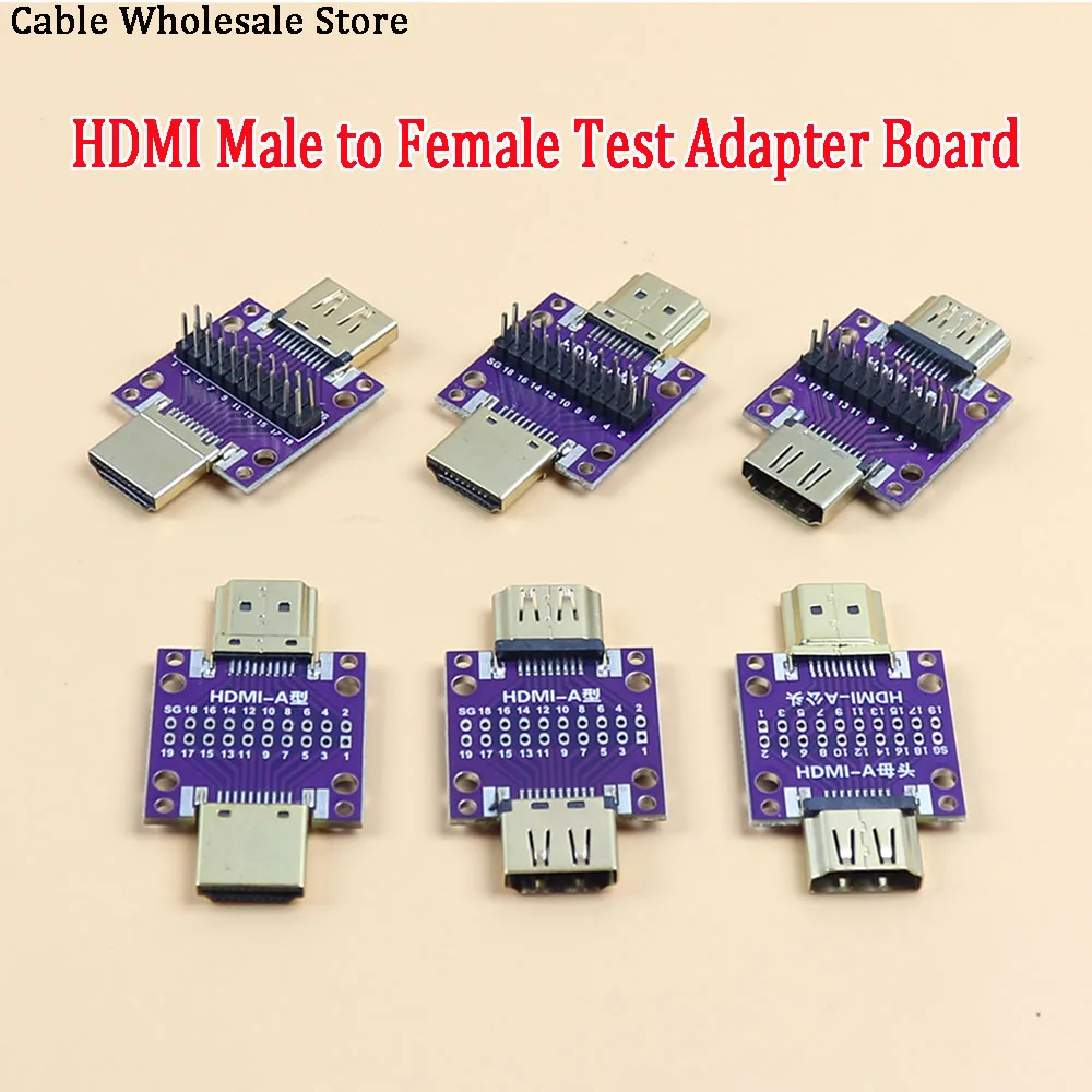 1Pcs HDMI Male to Female Test Adapter Board with PCB Board, Male to Female Mutual Conversion Circuit Board