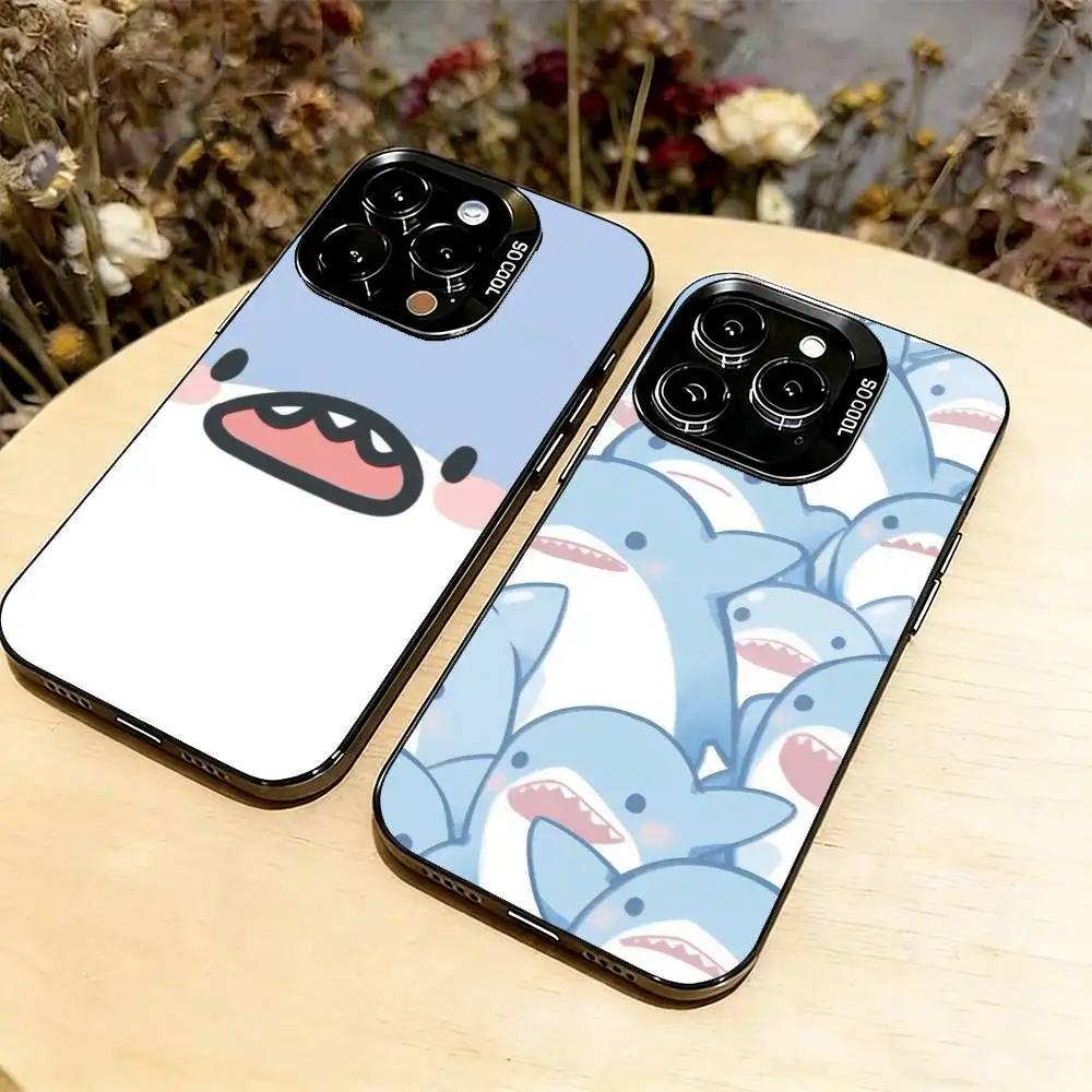 

Shark Cute Phone Case For iPhone 17,16,15,14,13,12,11 Plus,Pro Max,XS,Colorful Silver Phone case Funda Cover