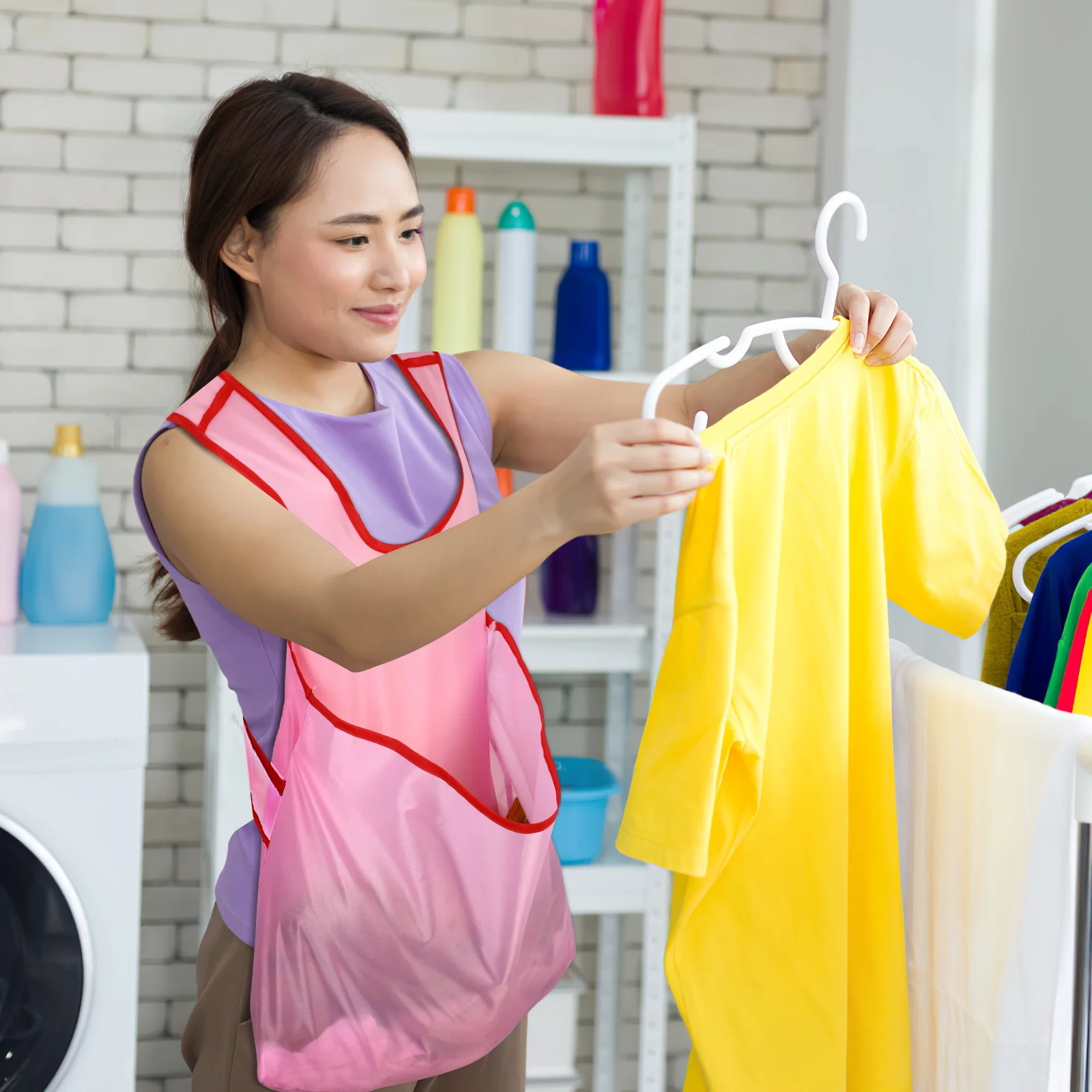 

Clothes Hanging Oxford Fabric Durable Wet Clothes Storage Household For Women Men Multi- Apron Space-Saving