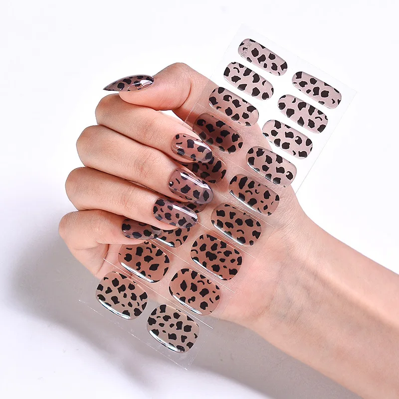 Nails Wraps Manicure UV Lâmpada LED Semi Cured Gel Design Graffiti Leopard Flores Nail Decals Waterproof Nail Sticker Decoração