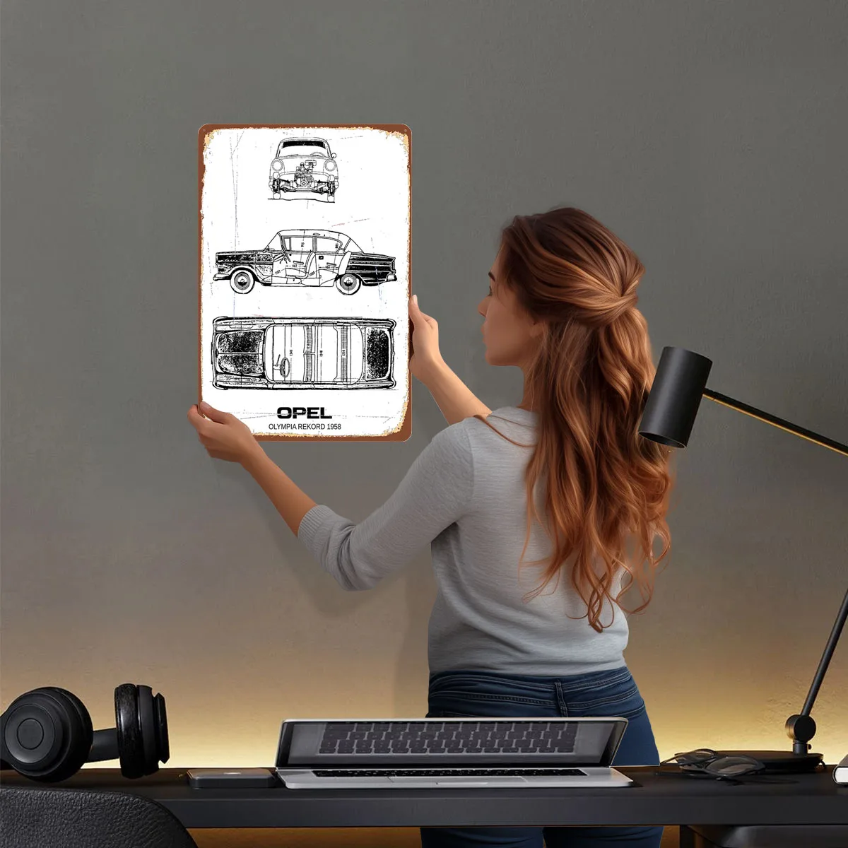 BNW أوبل أولمبيا ريكورد 19 تسجيل سيارة المشارك الديكور غرفة نوم مخصص معدن القصدير علامات لجدار الفن الديكور القهوة بار الرجعية #2