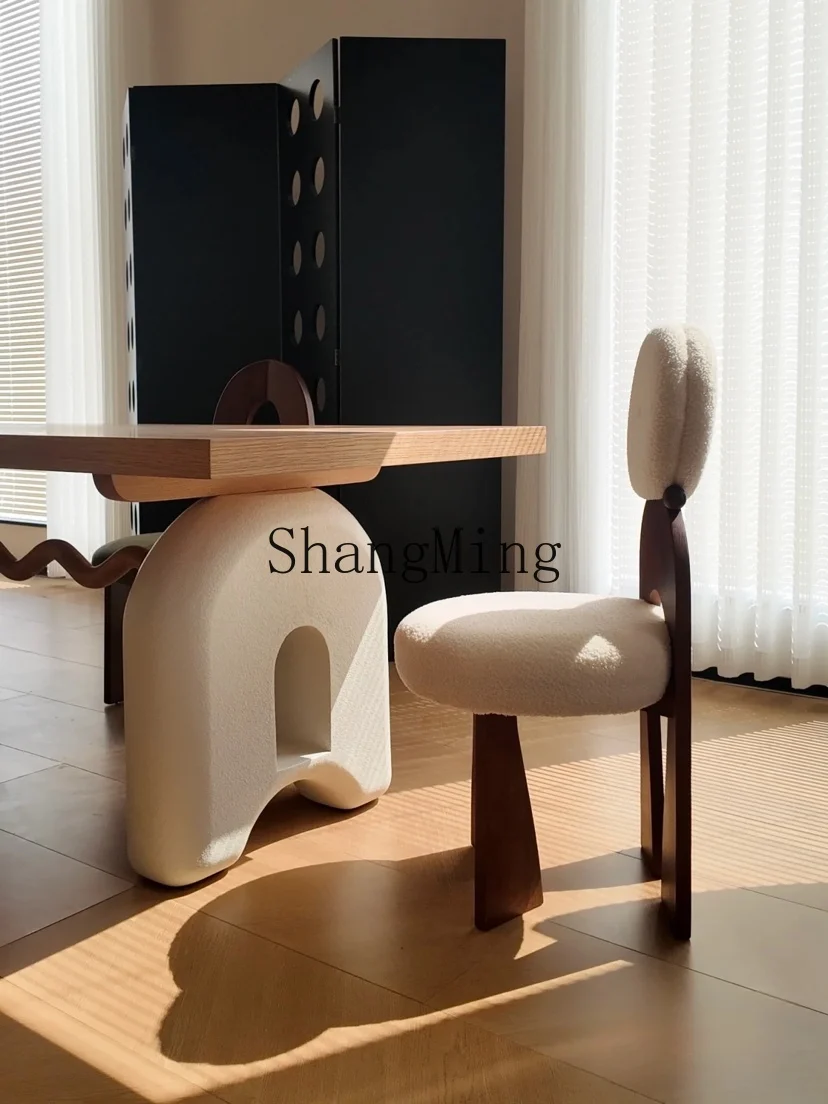 FG   good-looking new simple style small apartment cream retro solid wood dining table and chair combination log dining table