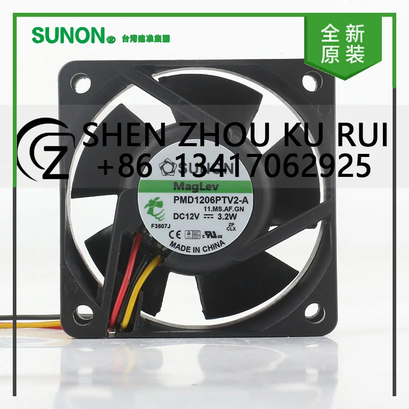 Original Sunon 5V 24V 48V DC 12V 3.2W AC EC 6025 60x60x25MM 6CM Frequency Converter Cabinet Three-wire PMD1206PTV2-A Cooling Fan