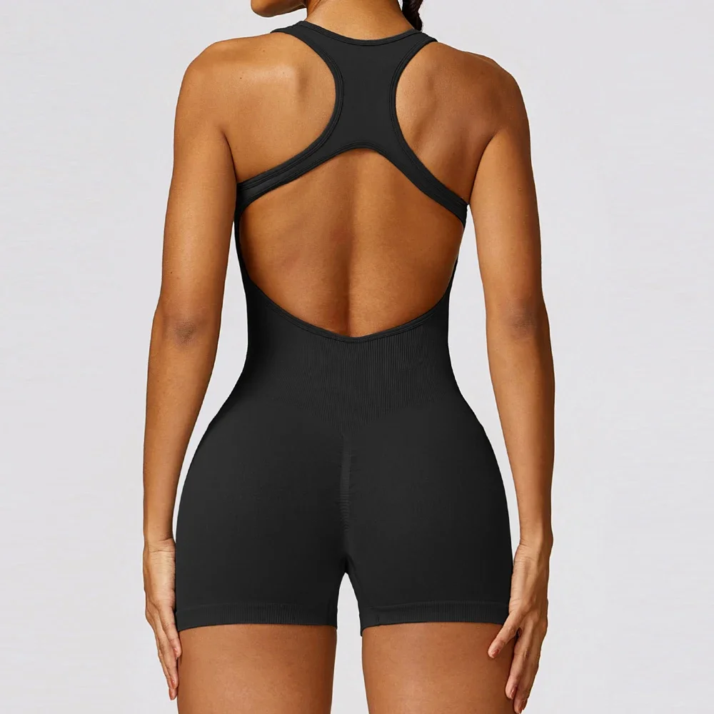 

Hollow Backless Seamless Sport Short Jumpsuit Unitard Gym Women Romper Sexy Monkeys One Piece Outfit Yoga Set Fitness Overalls