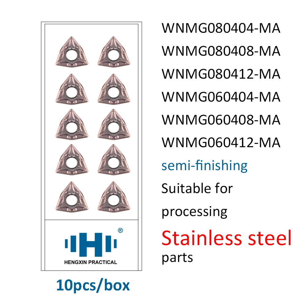 Hengxin inserções de carboneto de tungstênio wnmg080404 ma wnmg080408 ma wnmg080412 ma aço inoxidável cvd wnmg ma ferramentas de corte de torno cnc