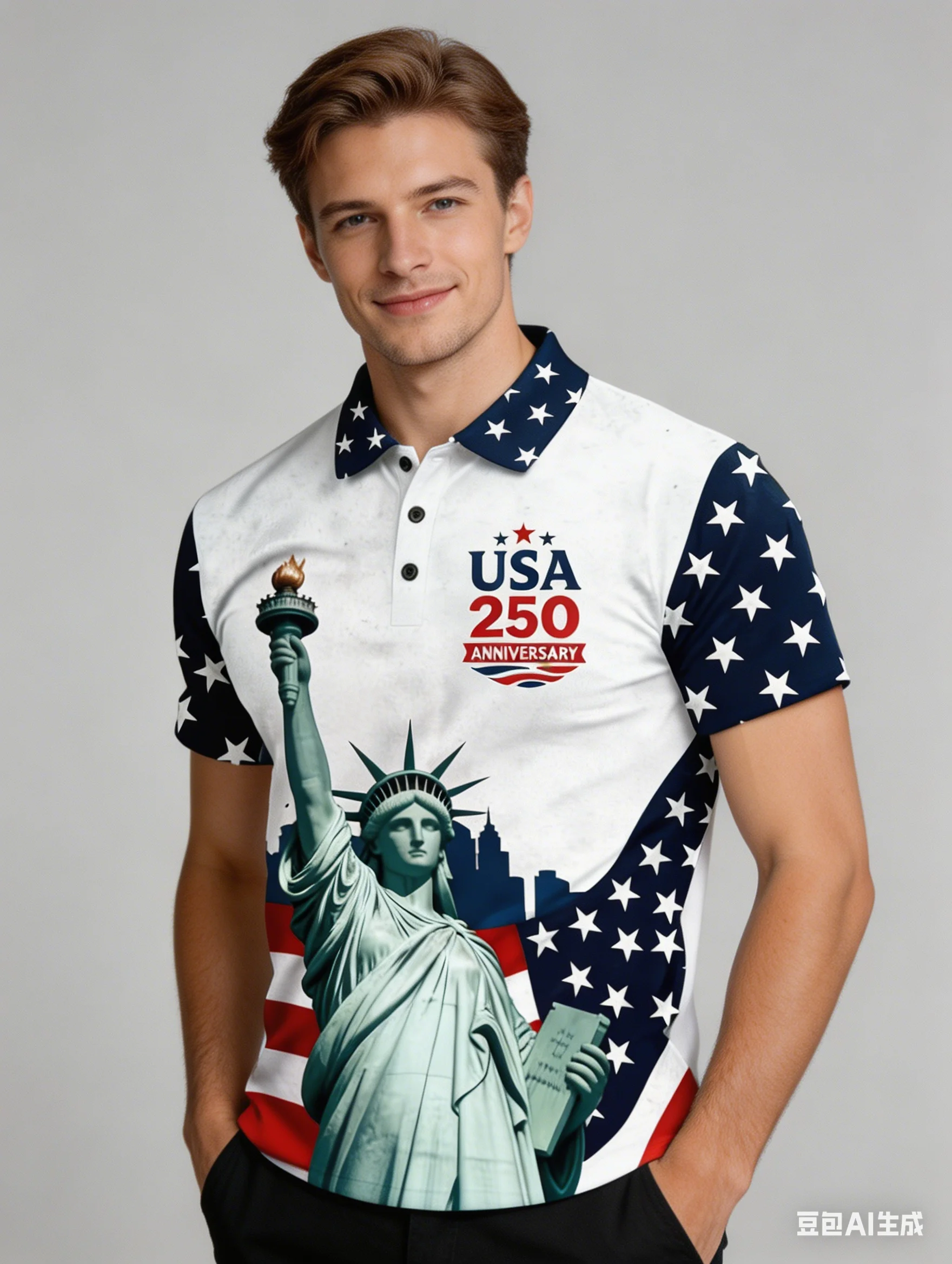 

Men's USA 250th Anniversary Polo Shirt 3D Print USA Flag Patriotic Short Sleeve Navy Top 2026